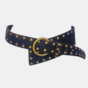 ASOS Faux Suede Wide Studded O-ring Buckle Hip Belt S/M Corset Boho Vegan Goth